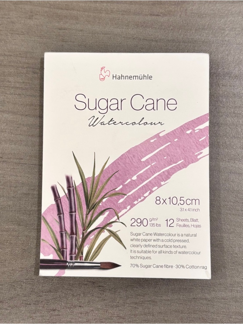 New! “Hahnemühle” Sugar Cane Watercolour Paper Pad - 12 White sheets. 8x10,5cm